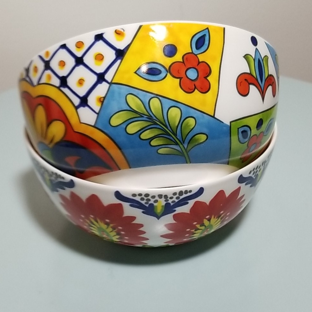 Maxcera Floral Design 6" Cereal Soup Ceramic Bowls - Picture 4 of 13